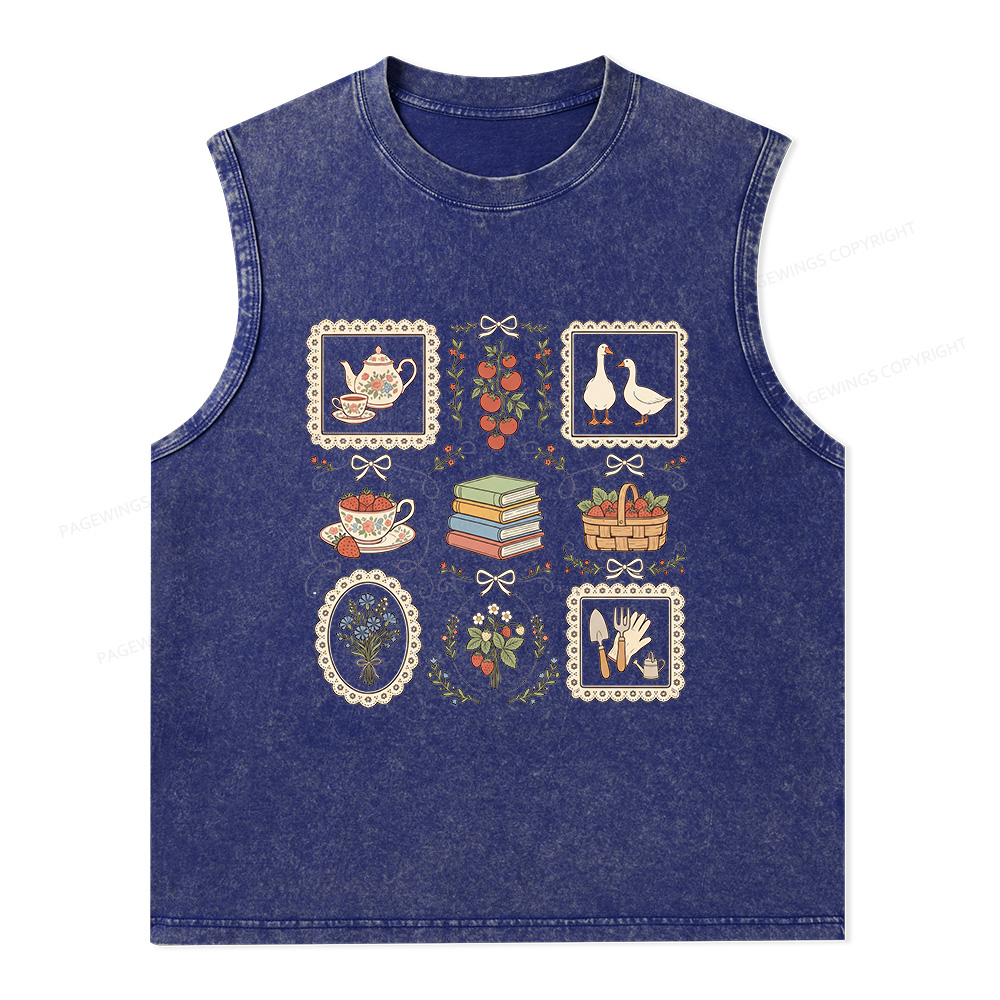 Pagewings Goose Reading Unisex Washed Tank Top