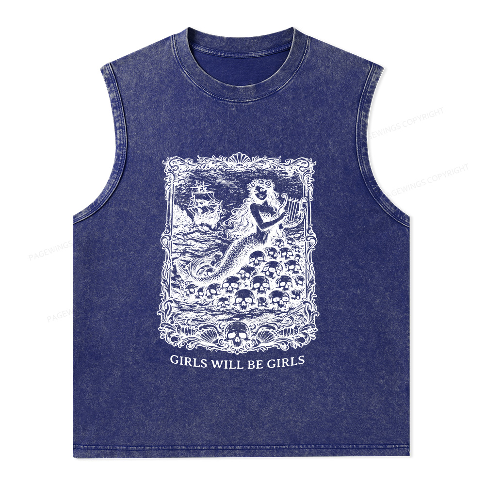 Pagewings Girls Will Be Girls Unisex Washed Tank Top