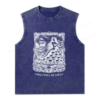 Pagewings Girls Will Be Girls Unisex Washed Tank Top