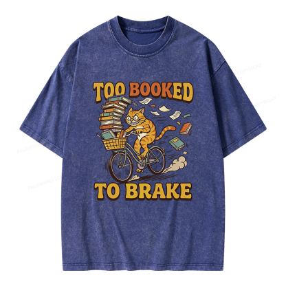Pagewings Too Booked To Brake Unisex Washed T-shirt