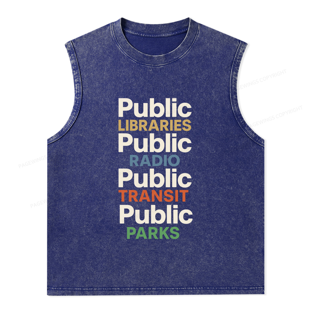Pagewings Public Libraries Unisex Washed Tank Top