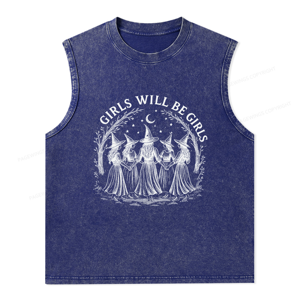 Pagewings Girls Will Be Girls Unisex Washed Tank Top