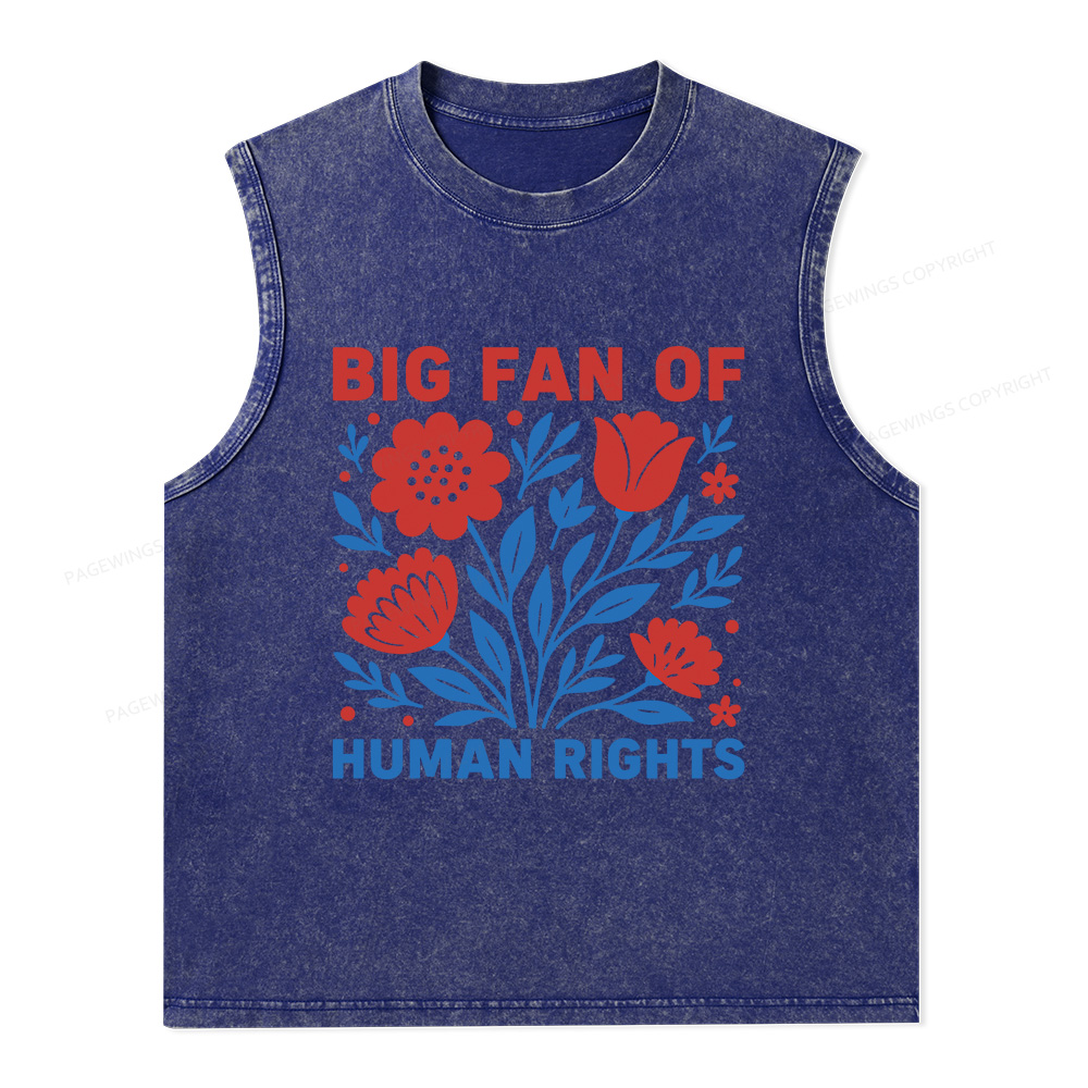 Pagewings Big Fan Of Human Rights Unisex Washed Tank Top