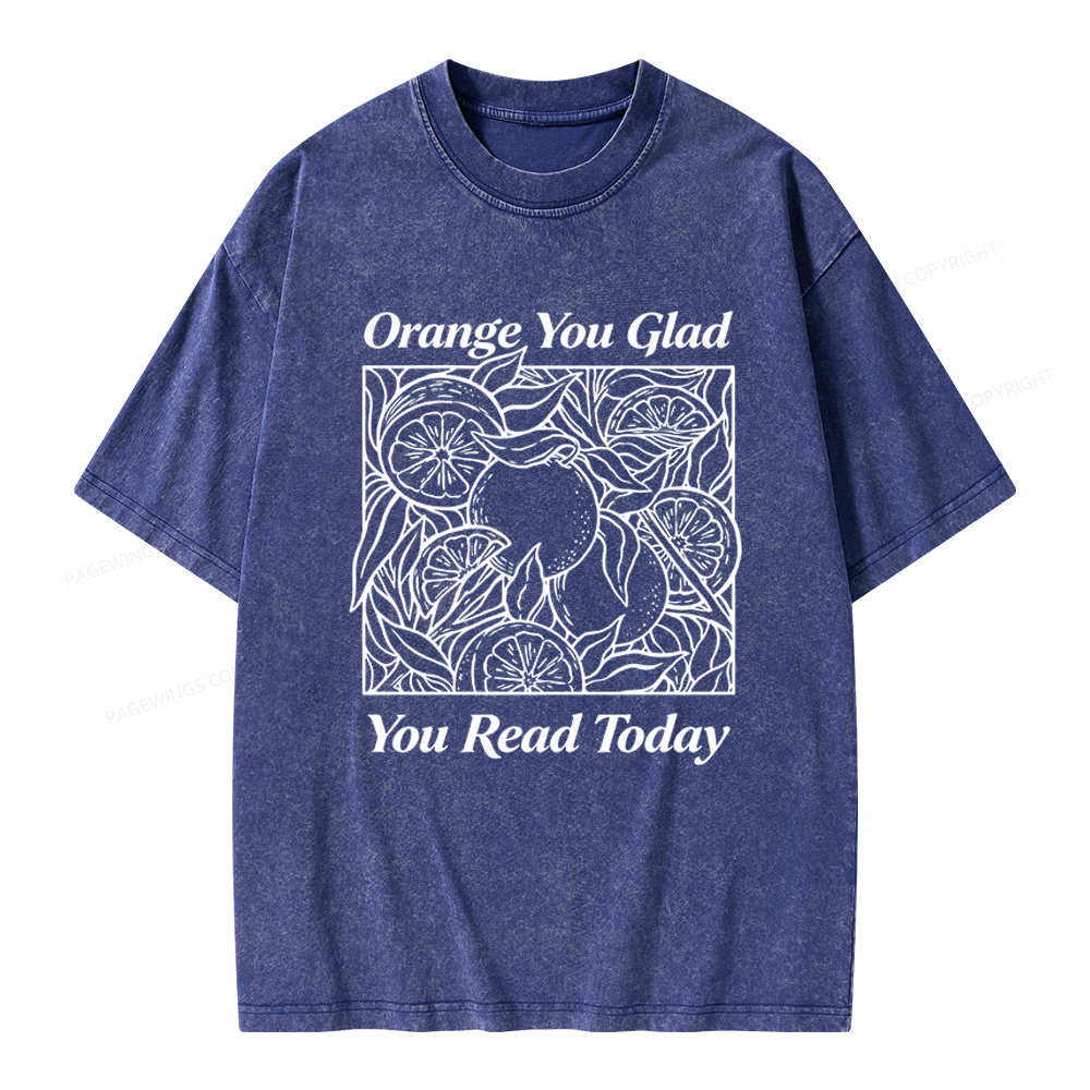 Pagewings Orange You Glad You Read Today Unisex Washed T-shirt