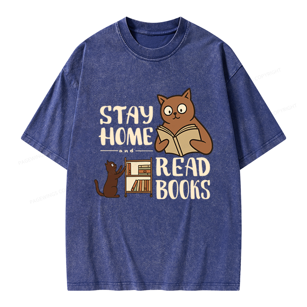 Pagewings Stay Home Read Books Unisex Washed T-shirt