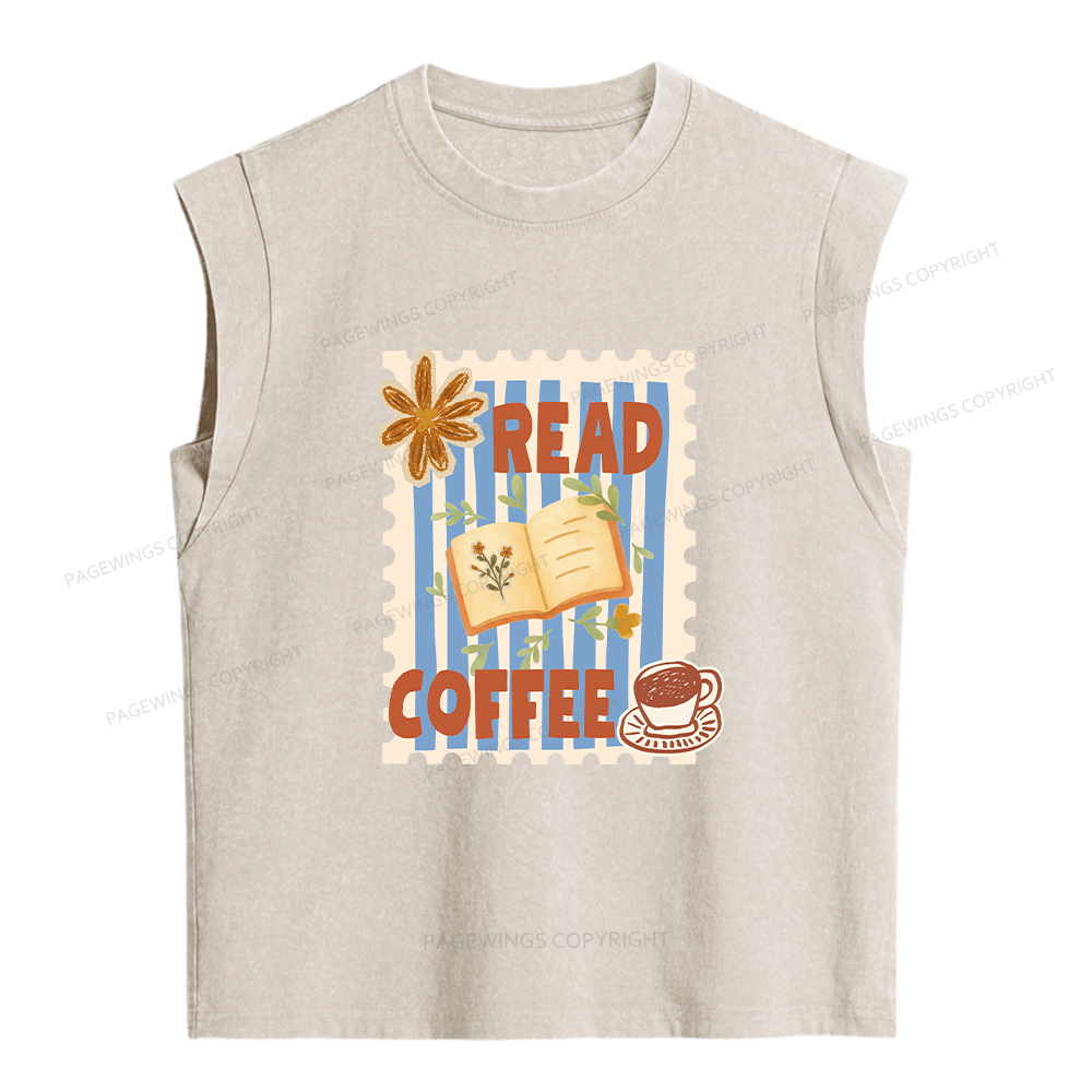 Pagewings Read Coffee Women's Washed Tank Top