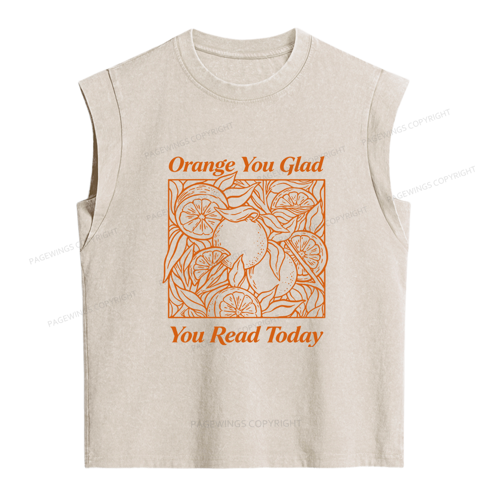 Pagewings Orange You Glad You Read Today Women's Washed Tank Top