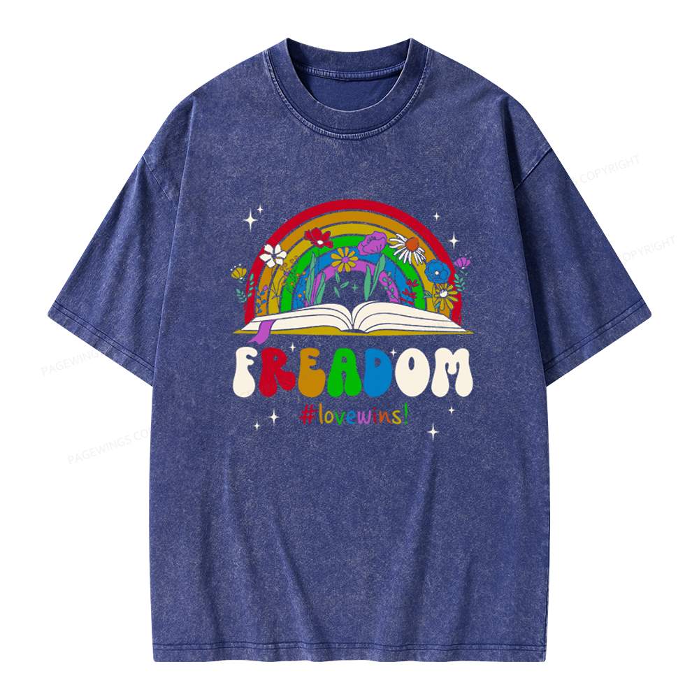 Pagewings Read Banned Books Unisex Washed T-shirt