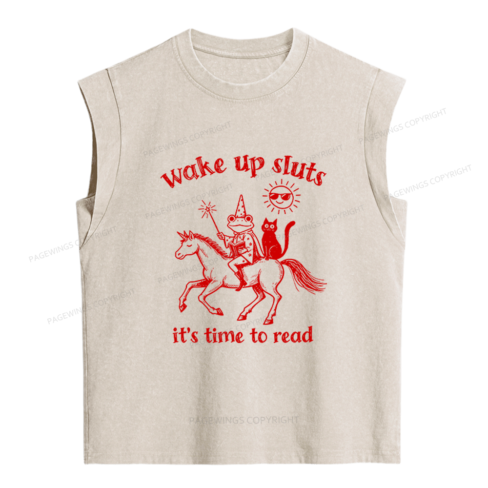 Pagewings Wake Up Sluts Women's Washed Tank Top