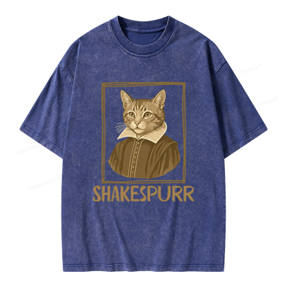 Pagewings Shakespurr Unisex Washed T-shirt