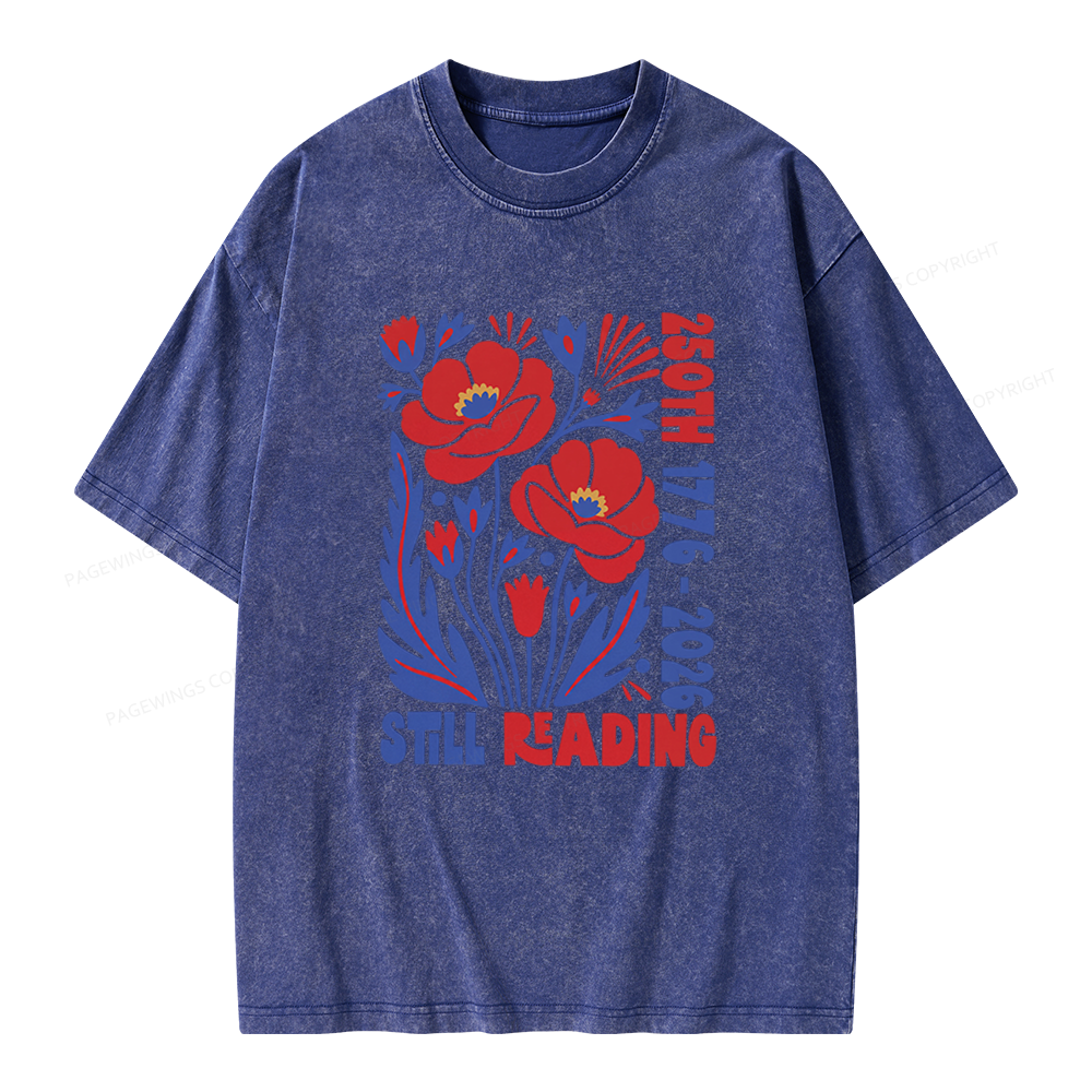 Pagewings Still Reading Unisex Washed T-shirt