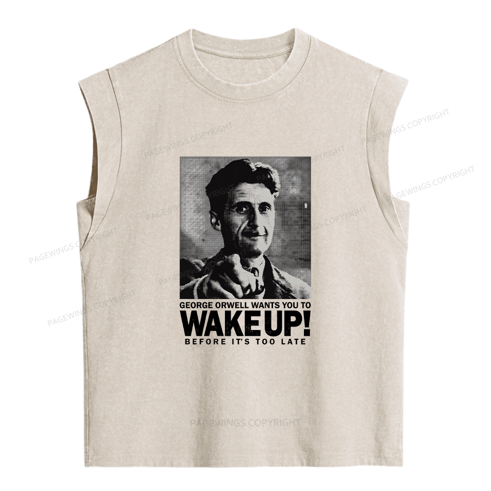 Pagewings Wants You To Wake Up Women's Washed Tank Top