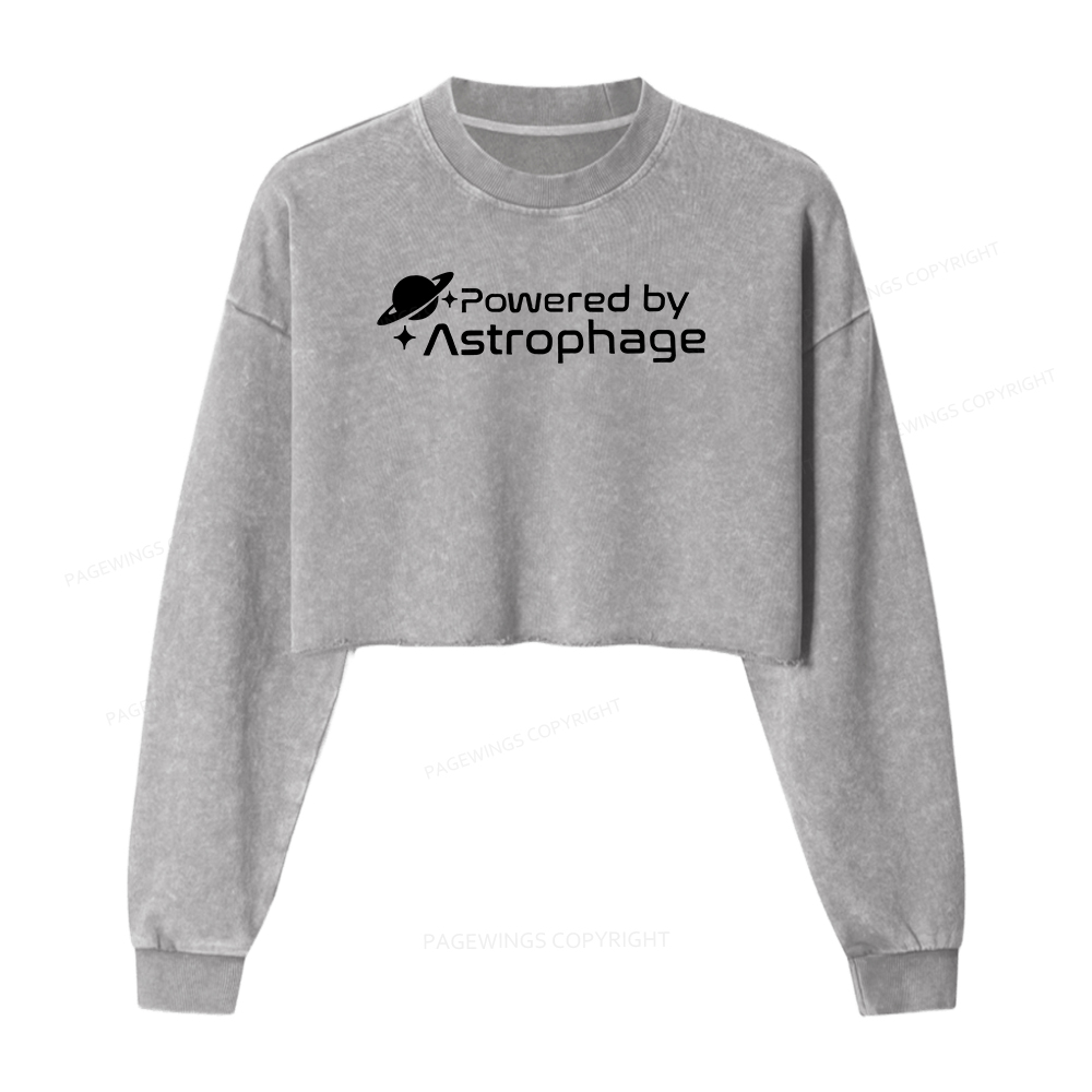 Pagewings Science Fiction Lover Washed Crop Sweatshirt