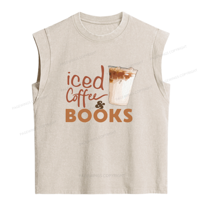 Pagewings Iced Coffee Books Women's Washed Tank Top