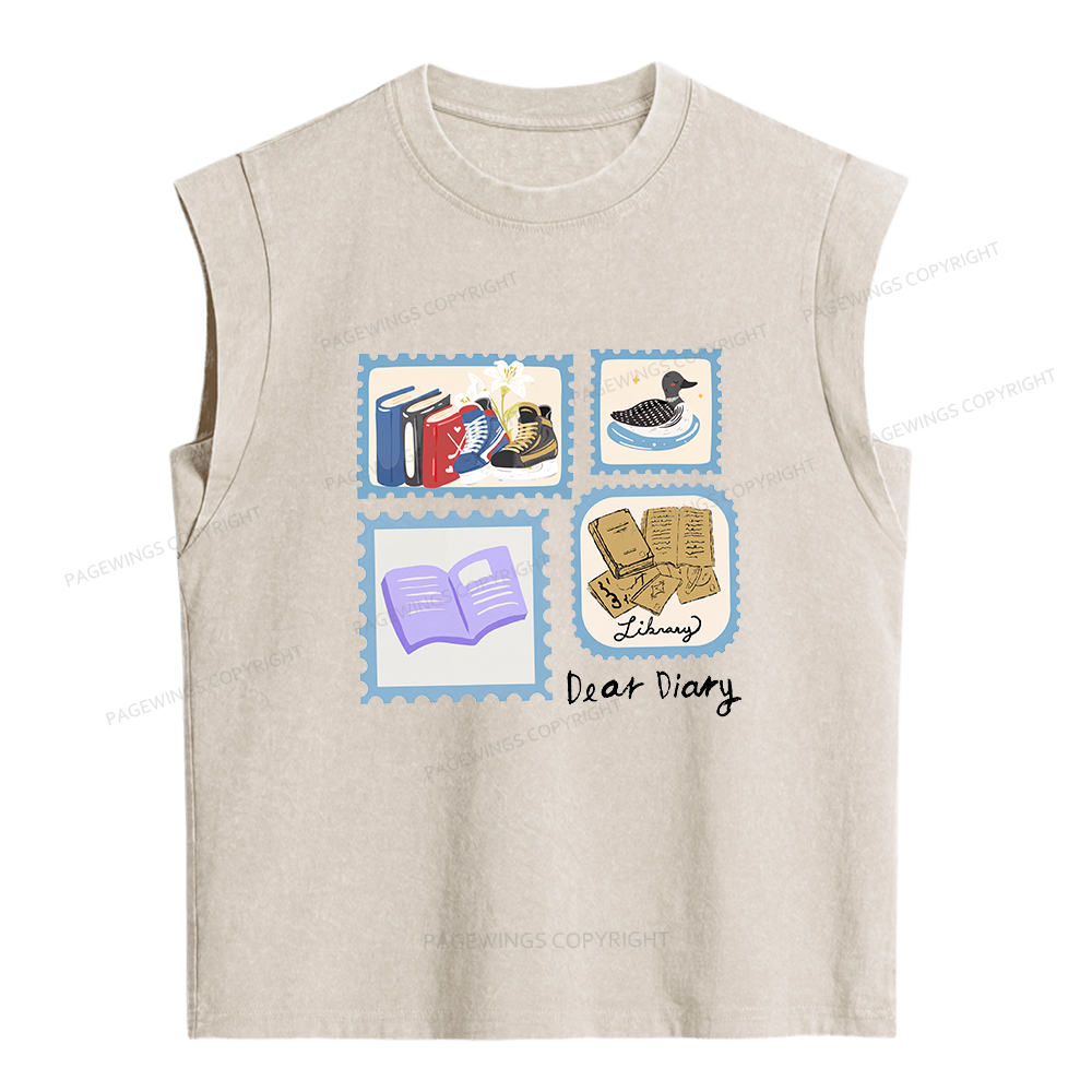 Pagewings Dear Diary Women's Washed Tank Top