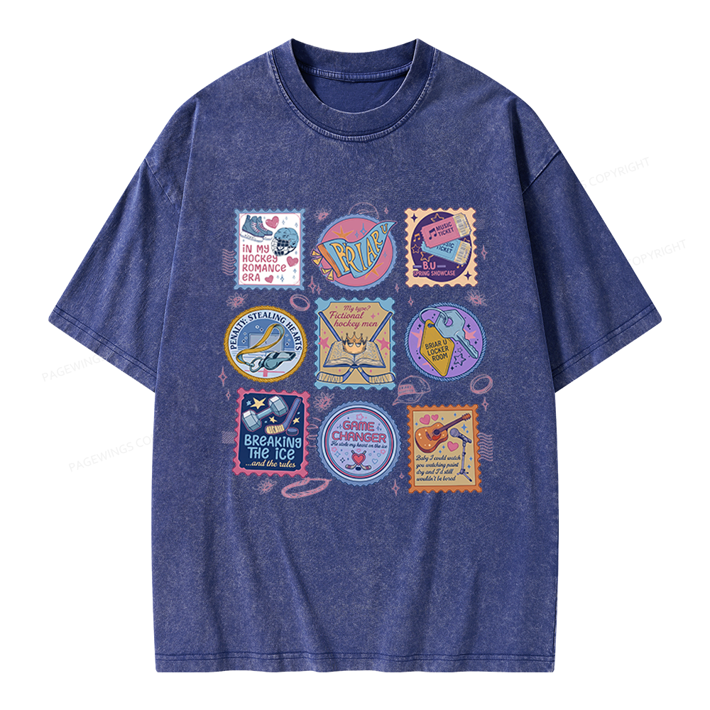 Pagewings Hockey Romance Unisex Washed T-shirt