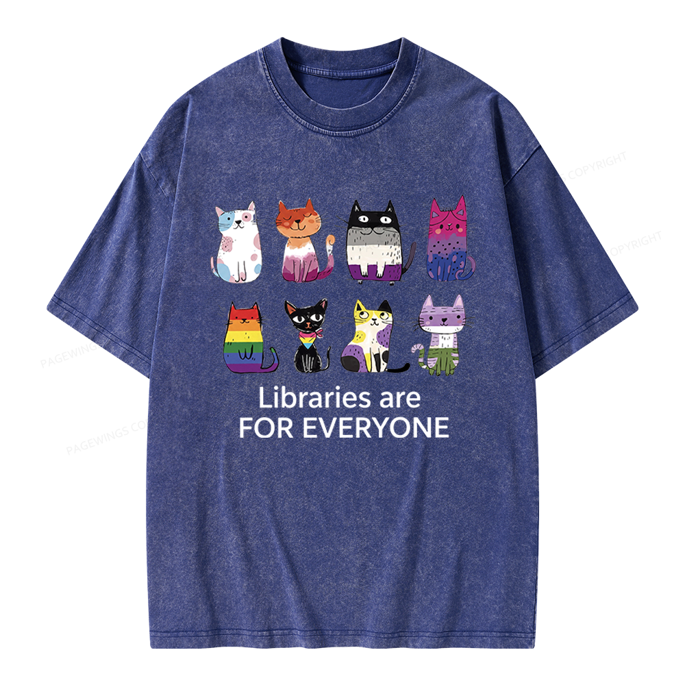 Pagewings Libraries Are For Everyone Unisex Washed T-shirt