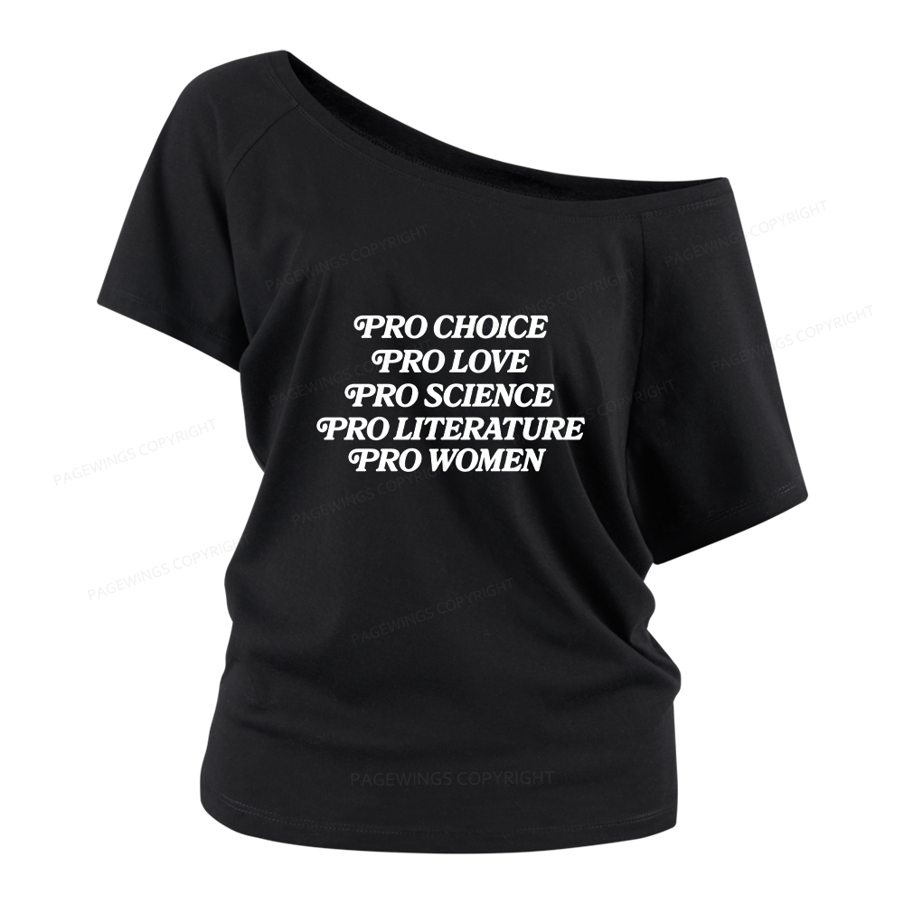 Pagewings Pro Choice Love Science Literature Women Off Shoulder T-shirts