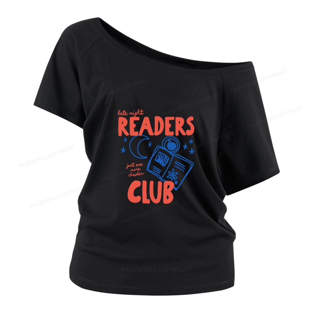 Pagewings Late Night Readers Club Women Off Shoulder T-shirts