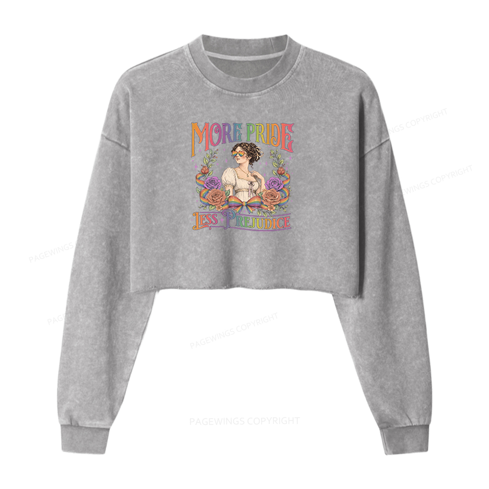 Pagewings More Pride Less Prejudice Washed Crop Sweatshirt
