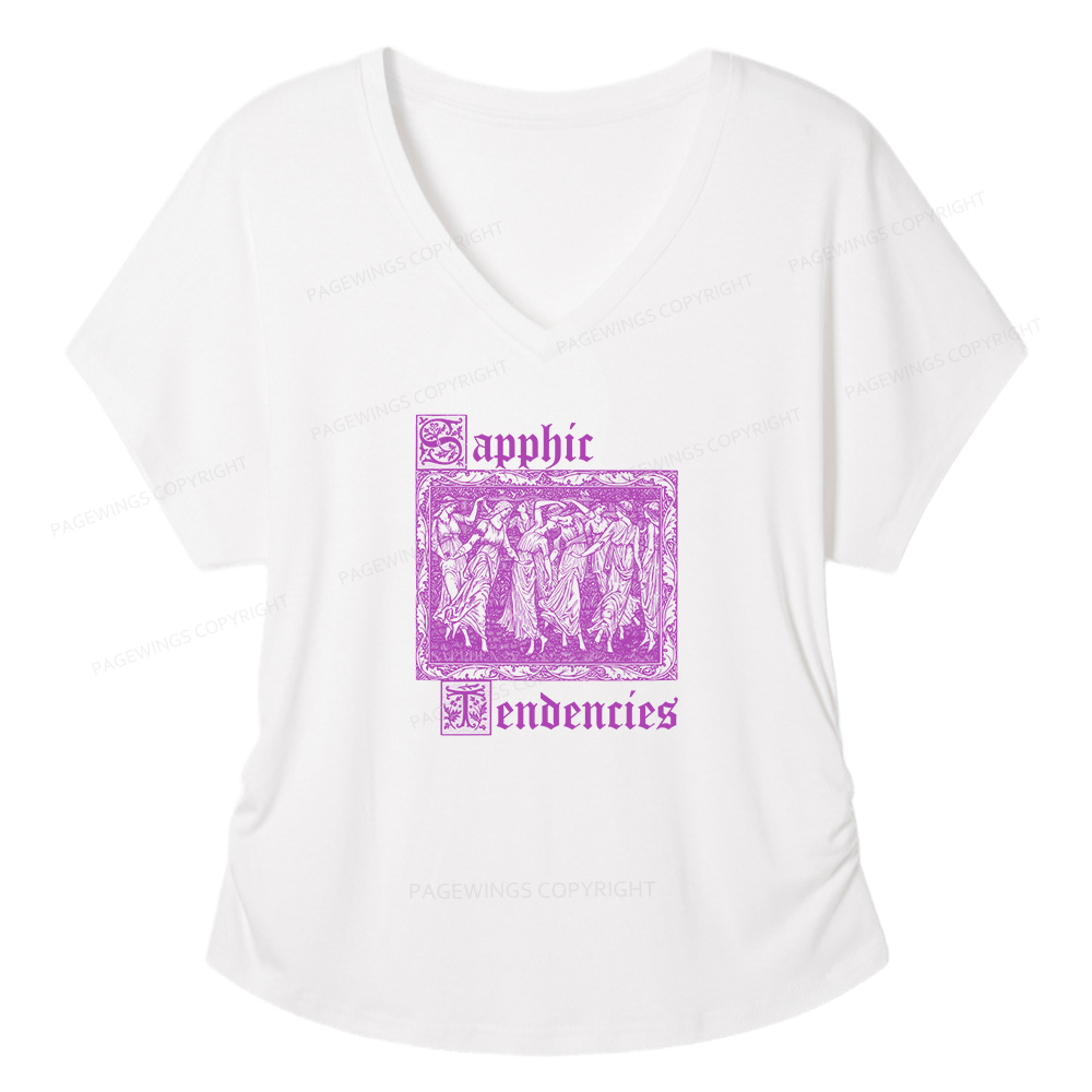Pagewings Sapphic Tendencies Soft Women's Modal V-neck T-shirt