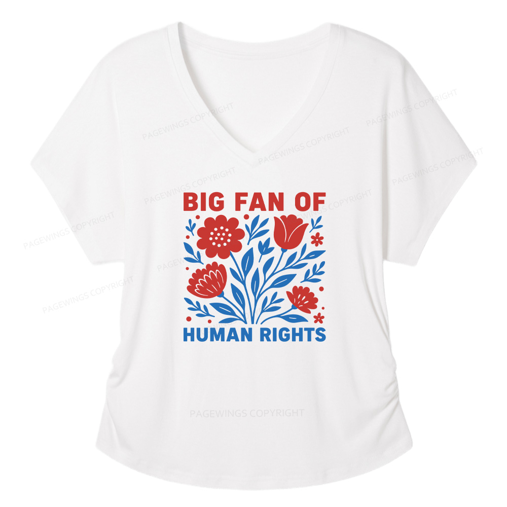 Pagewings Big Fan Of Human Rights Soft Women's Modal V-neck T-shirt  