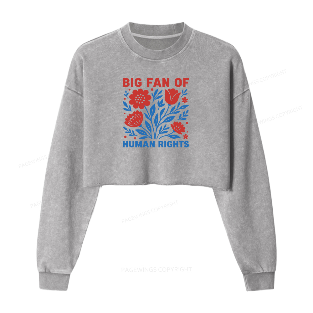 Pagewings Big Fan Of Human Rights Washed Crop Sweatshirt