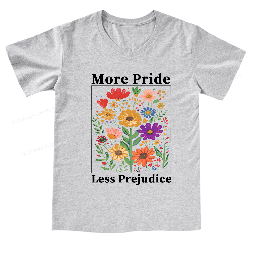 Pagewings More Pride Less Prejudice V-neck T-shirt