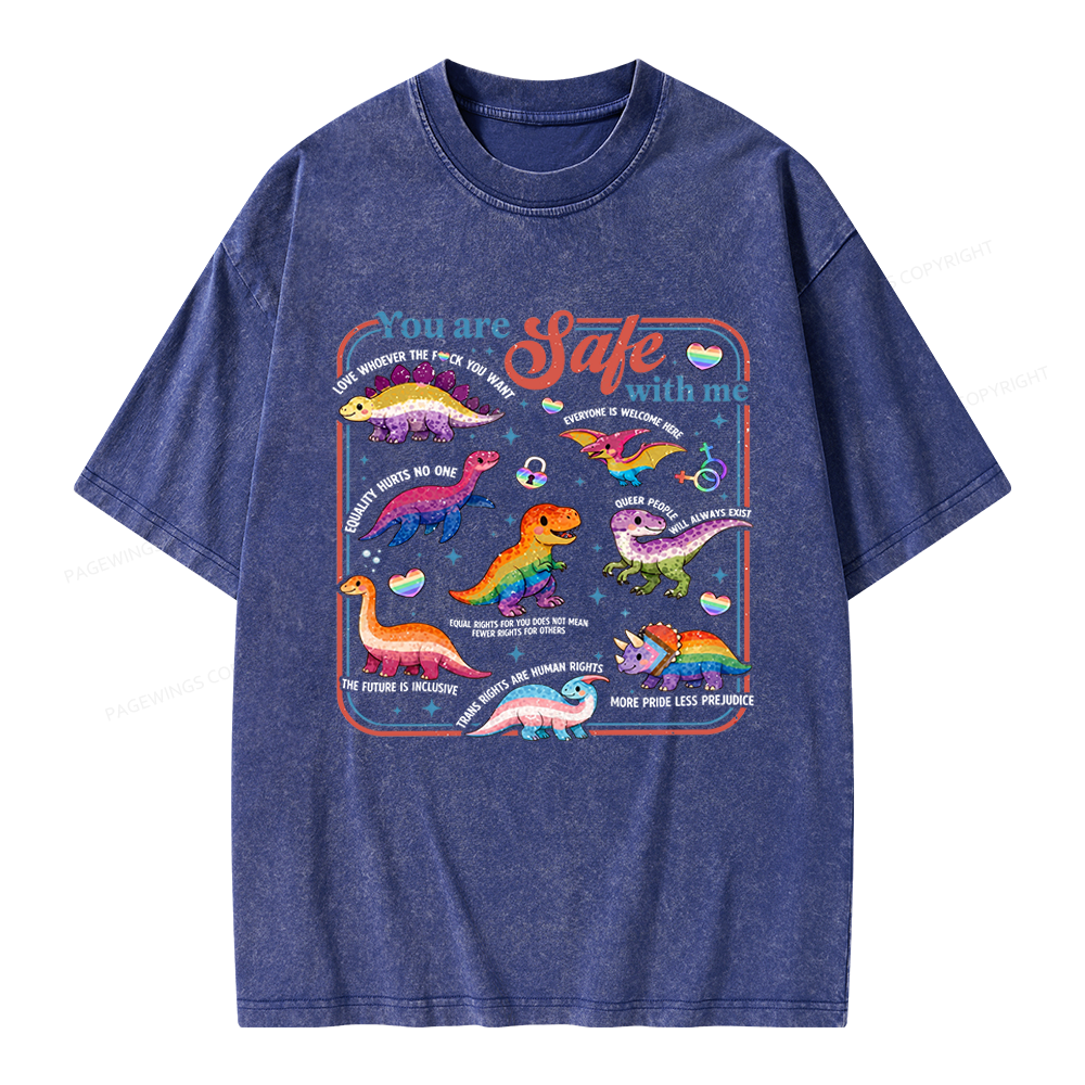 Pagewings You Are Safe With Me Unisex Washed T-shirt