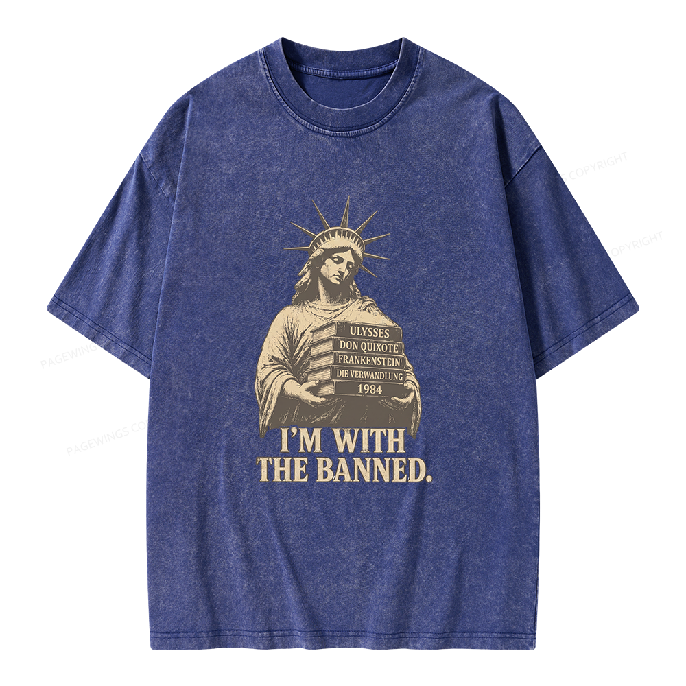 Pagewings I'm With The Banned Unisex Washed T-shirt