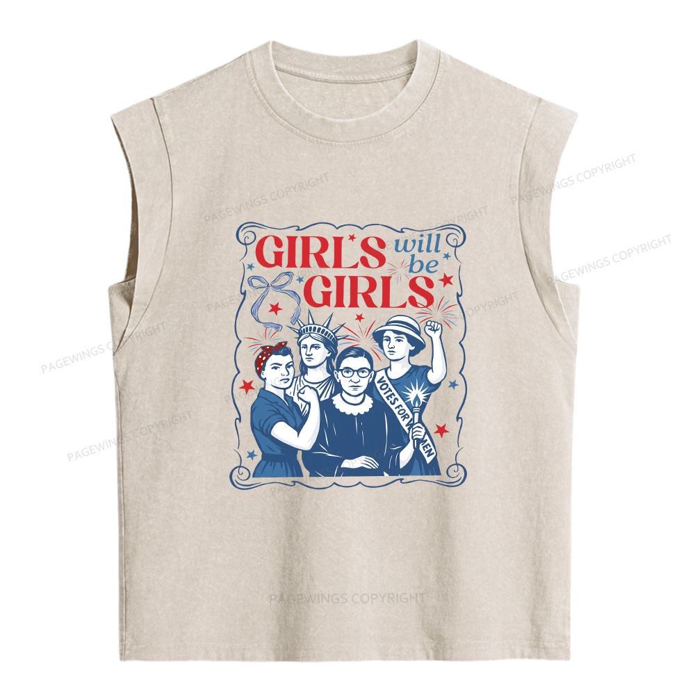 Pagewings Girls Will Be Girls Women's Washed Tank Top