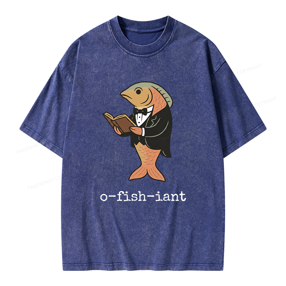 Pagewings Reading Fish Unisex Washed T-shirt