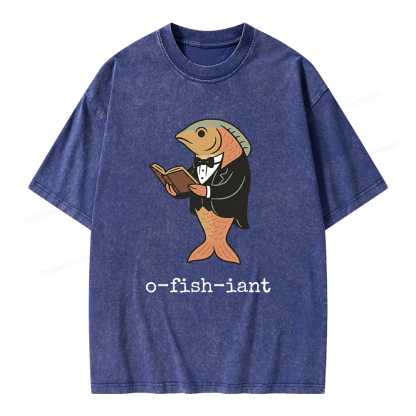 Pagewings Reading Fish Unisex Washed T-shirt