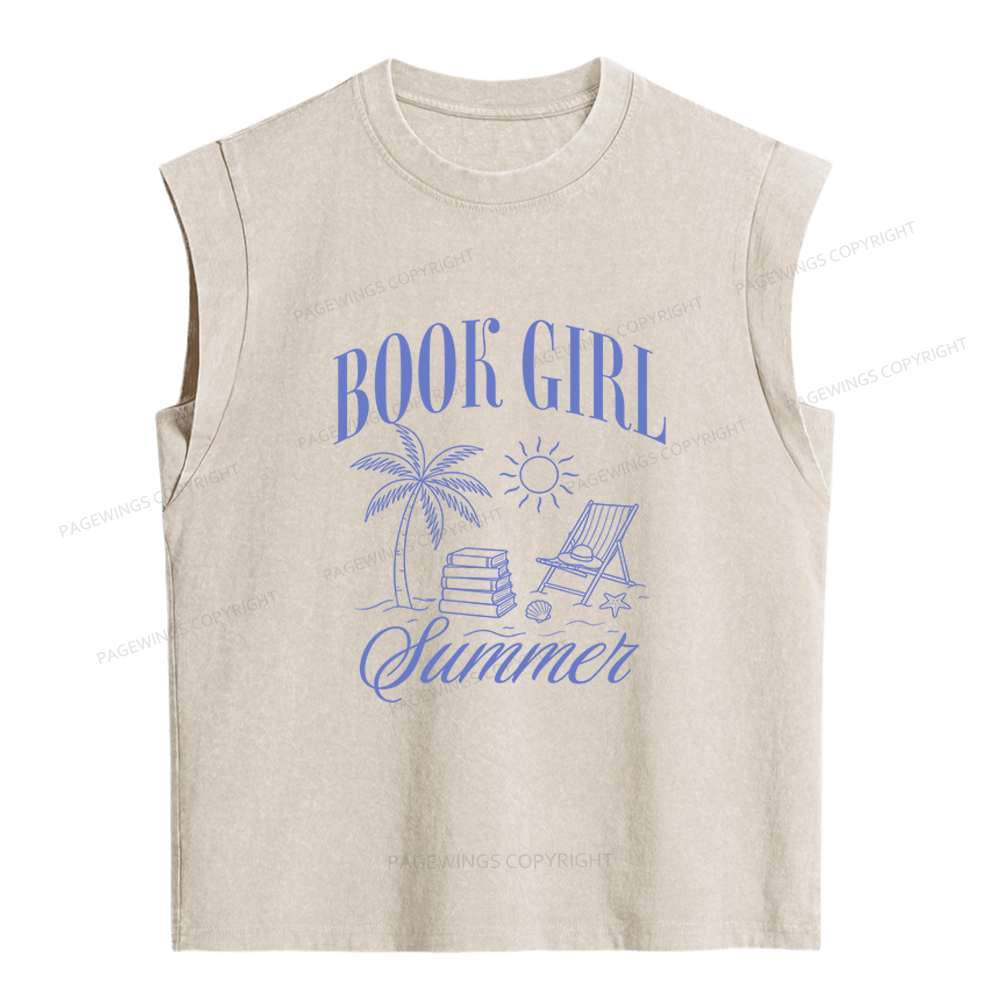 Pagewings Book Girl Summer Women's Washed Tank Top