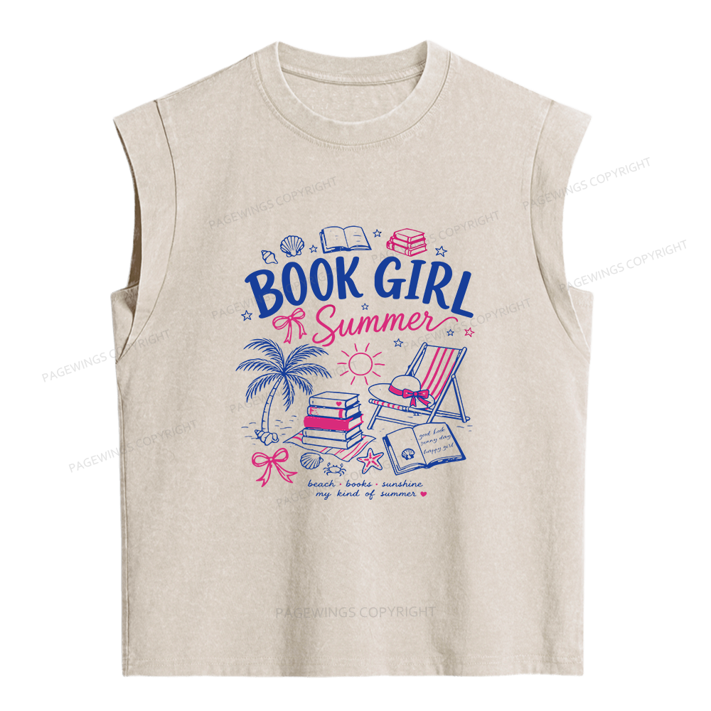Pagewings Book Girl Summer Women's Washed Tank Top