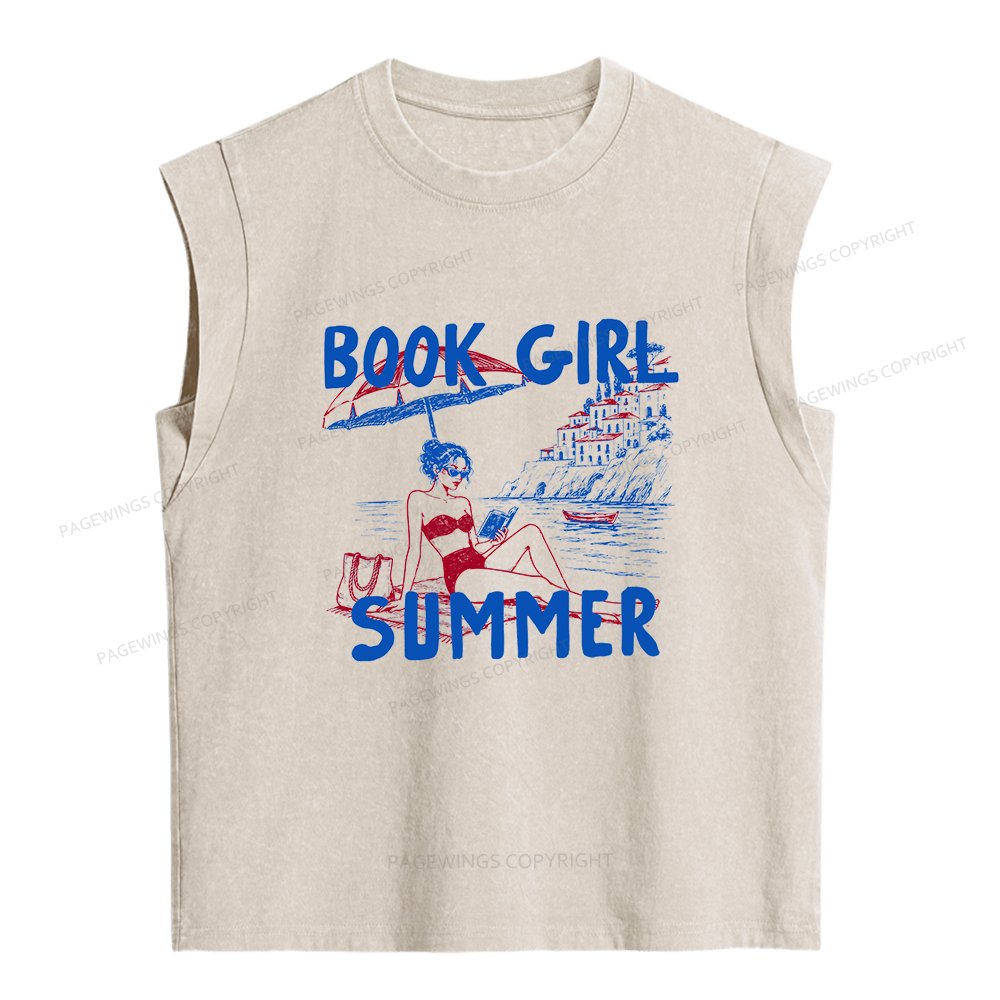 Pagewings Book Girl Summer Women's Washed Tank Top