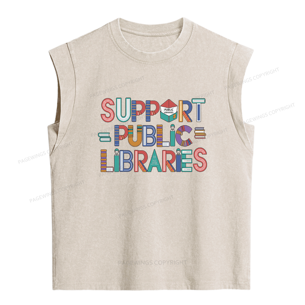 Pagewings Support Public Libraries Women's Washed Tank Top
