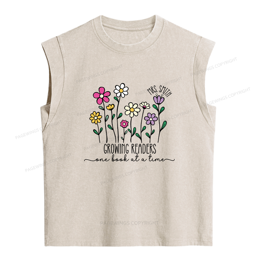 Pagewings Personalized Reading Teacher Women's Washed Tank Top