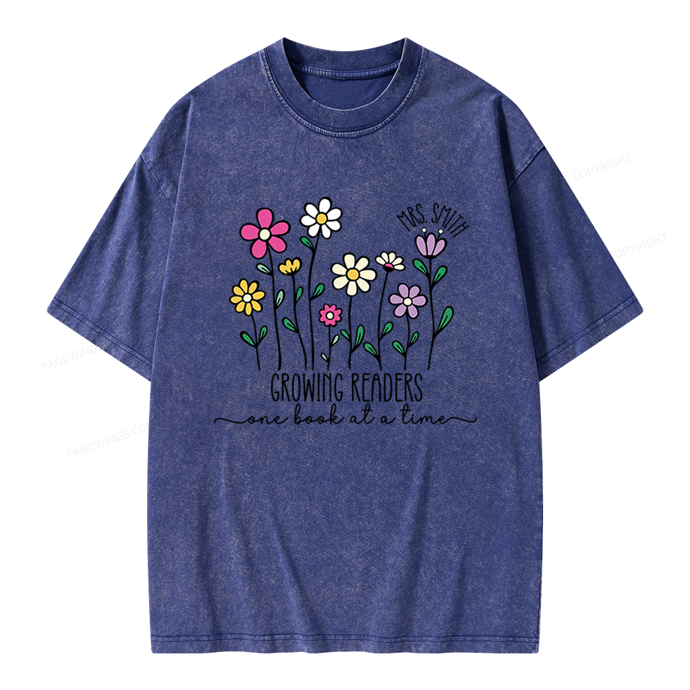 Pagewings Personalized Reading Teacher Unisex Washed T-shirt