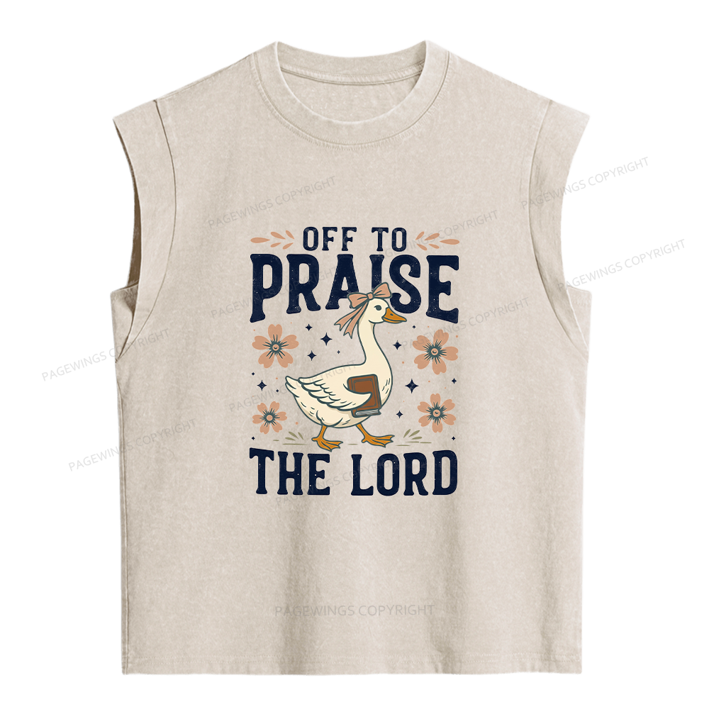 Pagewings Off to Praise the Lord Women's Washed Tank Top