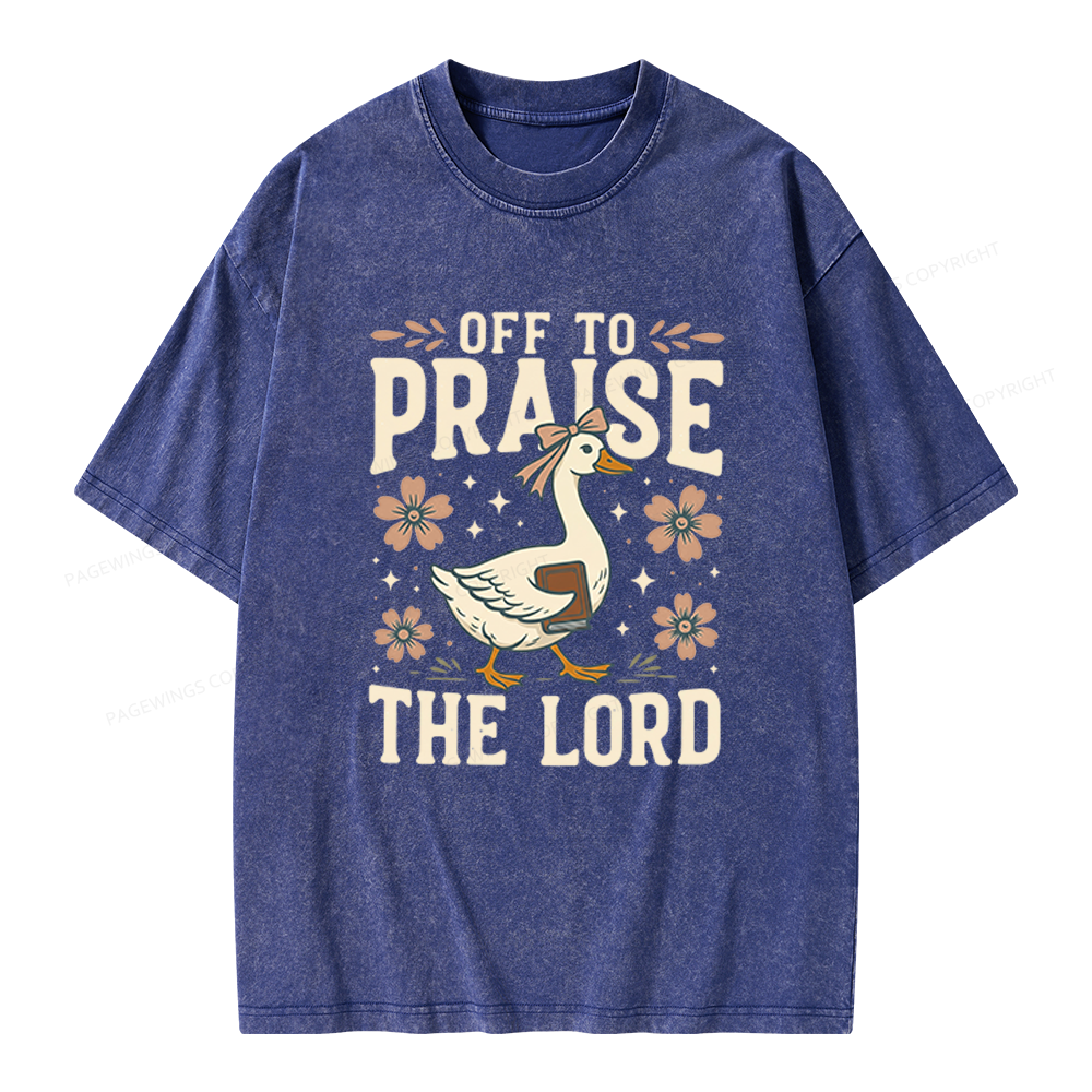 Pagewings Off to Praise the Lord Unisex Washed T-shirt