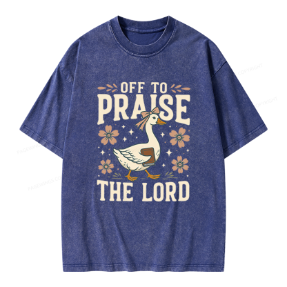 Pagewings Off to Praise the Lord Unisex Washed T-shirt