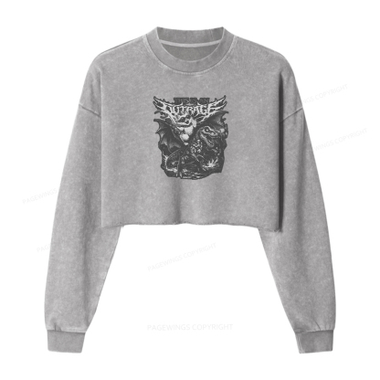 Pagewings This Is An Outrage Washed Crop Sweatshirt