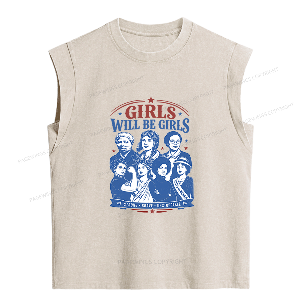 Pagewings Girls Will Be Girls Women's Washed Tank Top