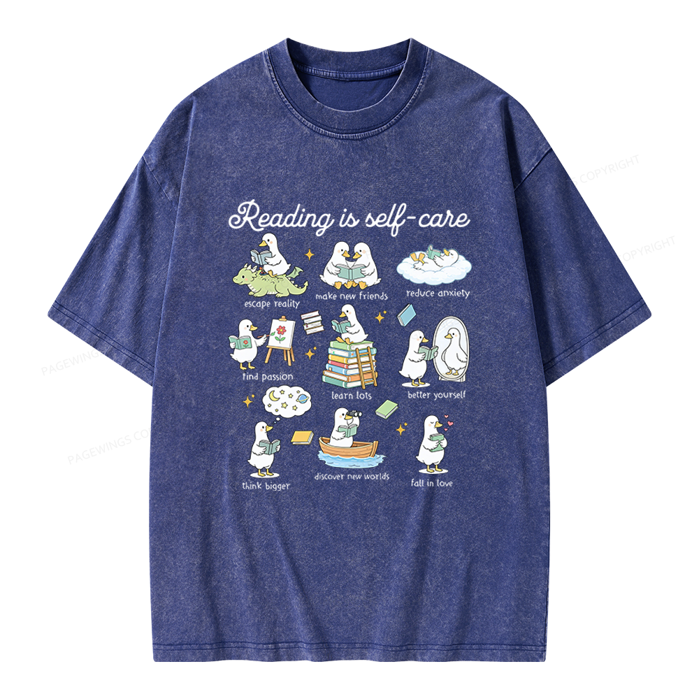 Pagewings Reading Is Self Care Unisex Washed T-shirt