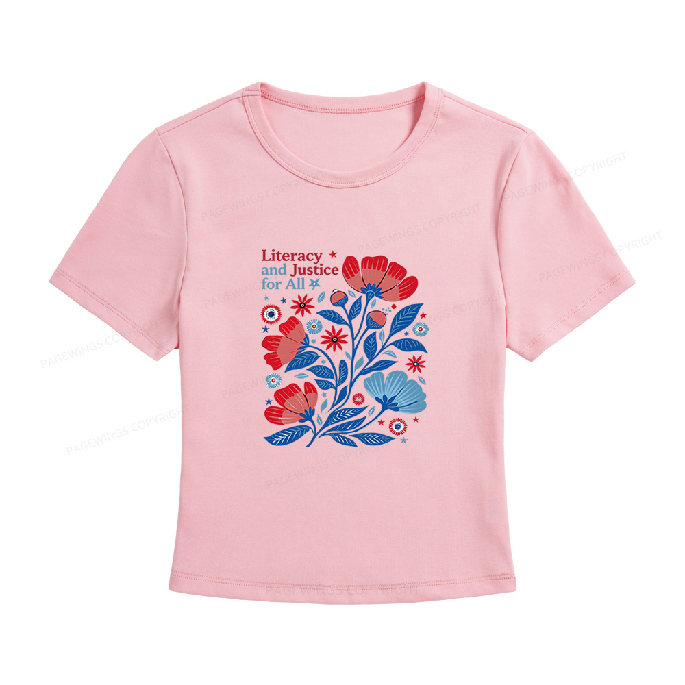 Pagewings Literacy and Justice for All Women's Baby Tee