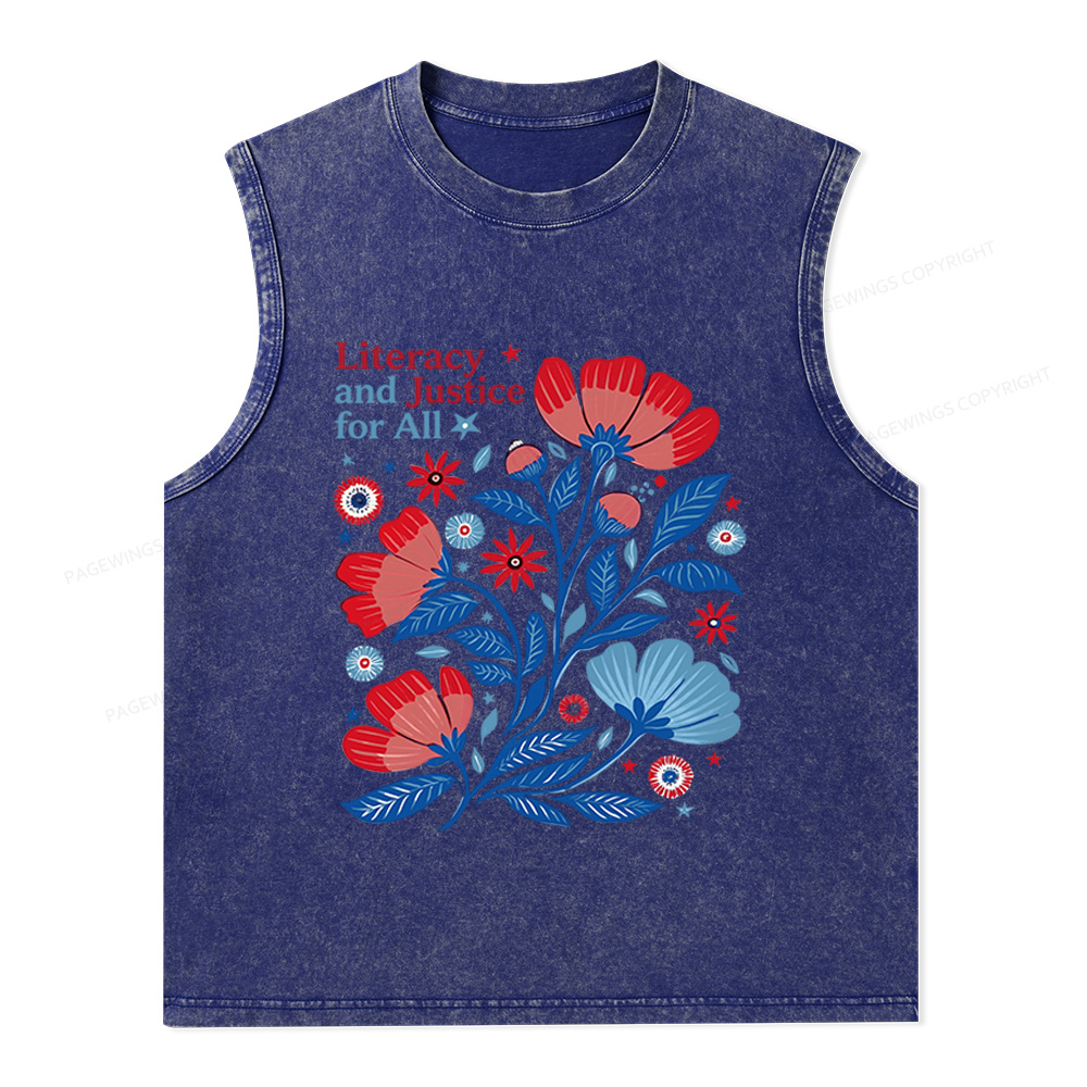 Pagewings Literacy and Justice for All Unisex Washed Tank Top