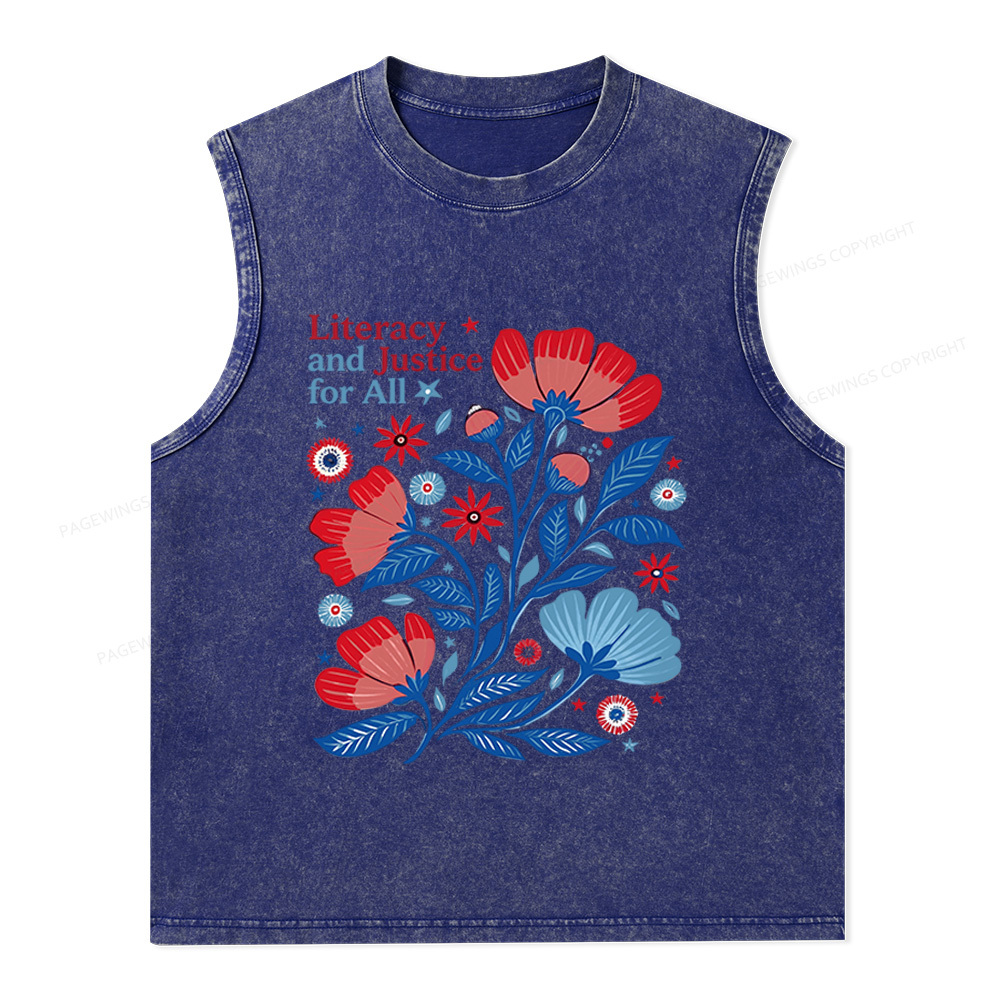 Pagewings Literacy and Justice for All Unisex Washed Tank Top