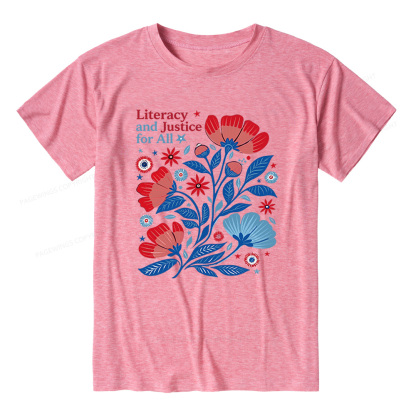 Pagewings Soft Literacy and Justice for All Unisex Heather T-Shirt