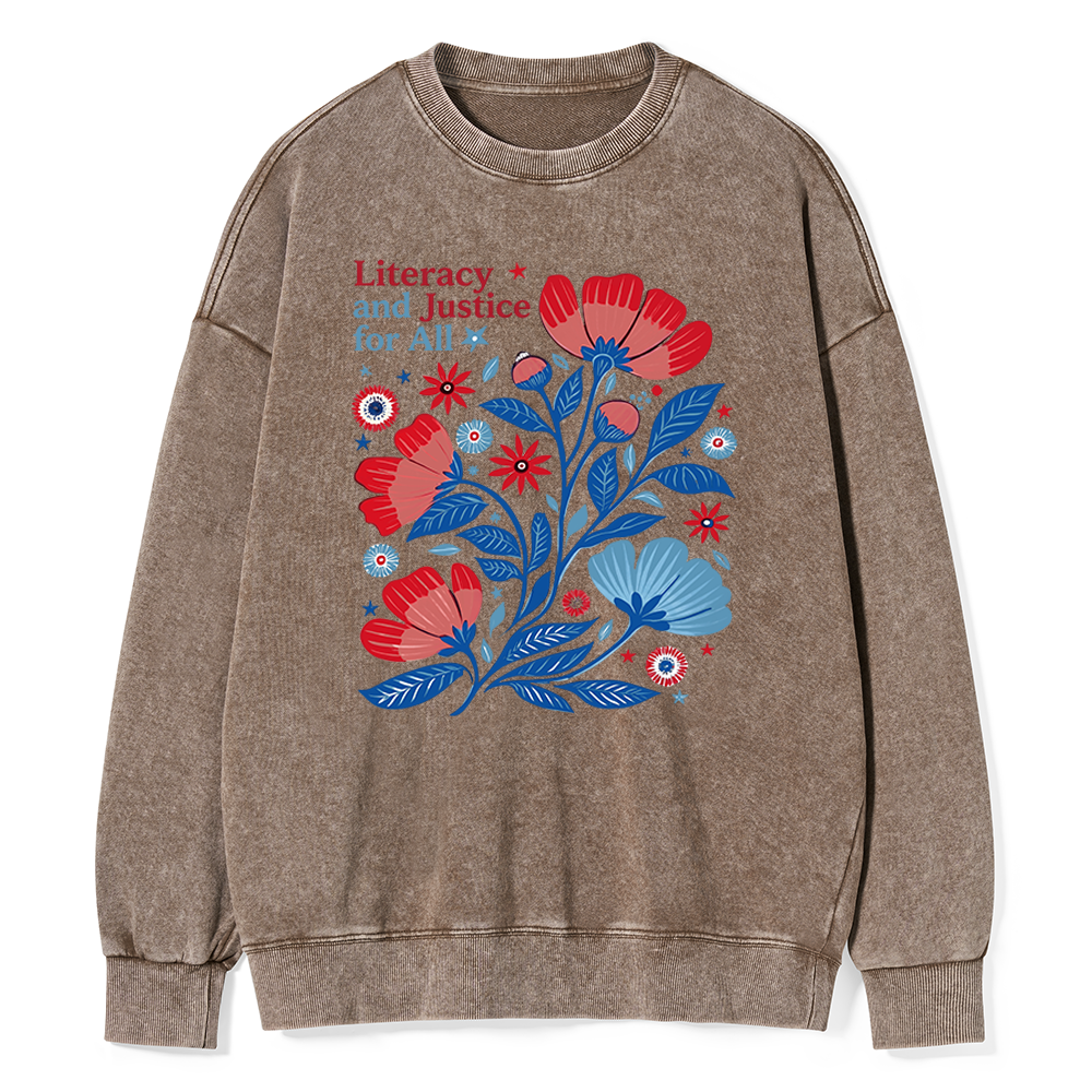 Pagewings Literacy and Justice for All Unisex Washed Sweatshirt